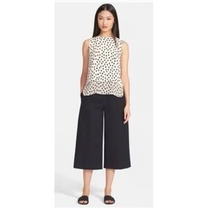 Kate Spade Black Stretch Twill Cropped Wide Leg Pants Culottes Size 10 NWOT